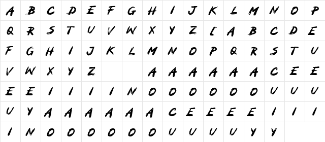 MOCKER Regular  glyph index