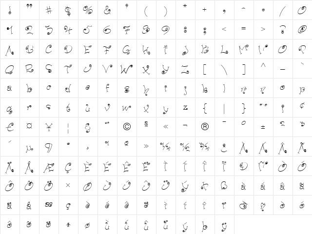PaisleyICG Regular  glyph index