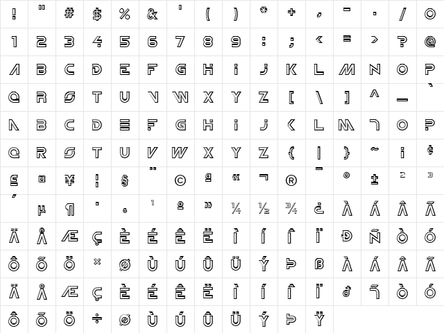 NewtronICG Regular  glyph index