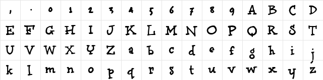 brunoBook Regular  glyph index