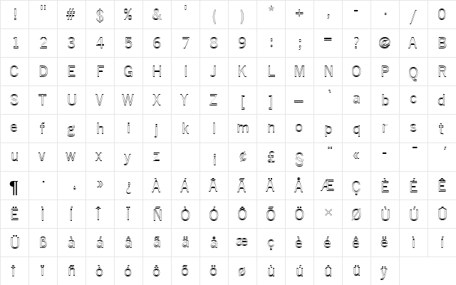 NewsGotTRegOu1 Regular  glyph index