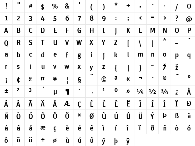 Unit-Medium Regular  glyph index
