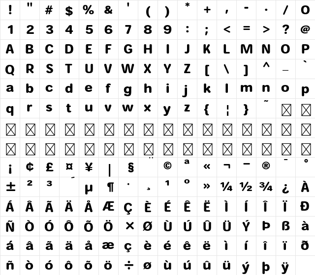 Heisei Maru Gothic Std W8  glyph index