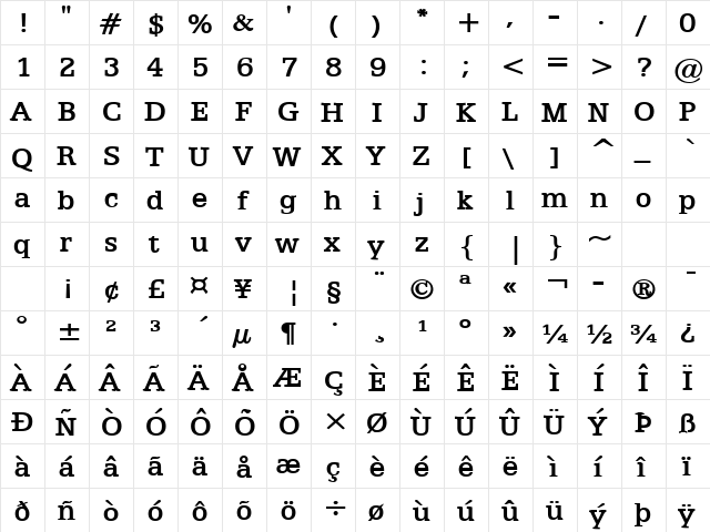 Eggo-Extended Bold  glyph index