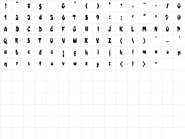 Electrik Cn Regular  glyph index