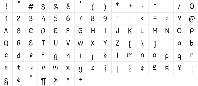 Chalk Marks Regular  glyph index