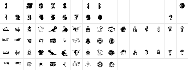 Treeps Regular  glyph index