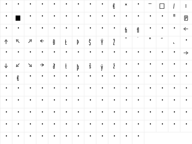 CstBerlinEast RegularExp  glyph index