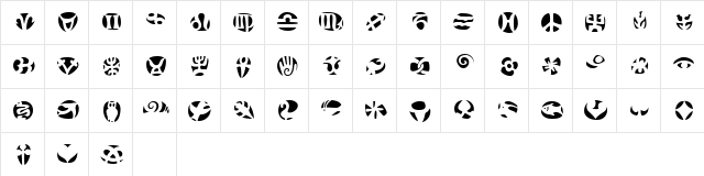 FrutigerSymbols Negativ  glyph index