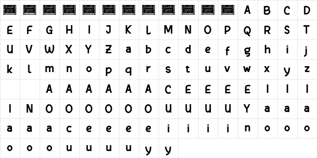 Big Dreams Personal Use  glyph index