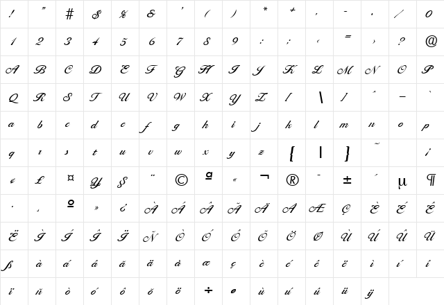 Ballantines-Serial-Medium Regular  glyph index