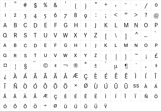 Corporate S Expert BQ Regular  glyph index