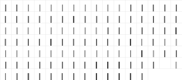 Code128 Regular  glyph index