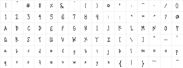 Happy Kids Regular  glyph index