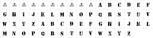 STENCILED PERSONAL USE Regular  glyph index