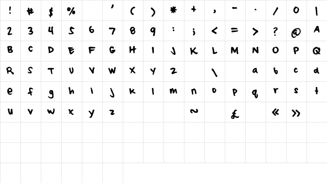 DJHappeeFont Medium  glyph index