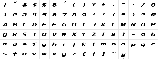 D3 Snowboardism Regular  glyph index