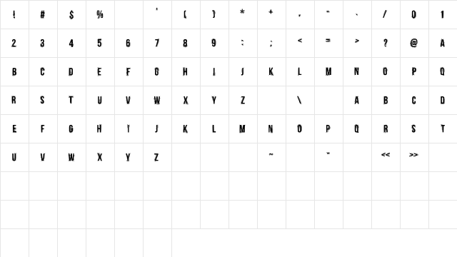 Beboline Medium  glyph index