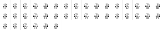 RMBaskbn Regular  glyph index