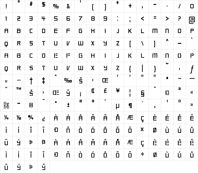 Republikaps Cnd Regular  glyph index