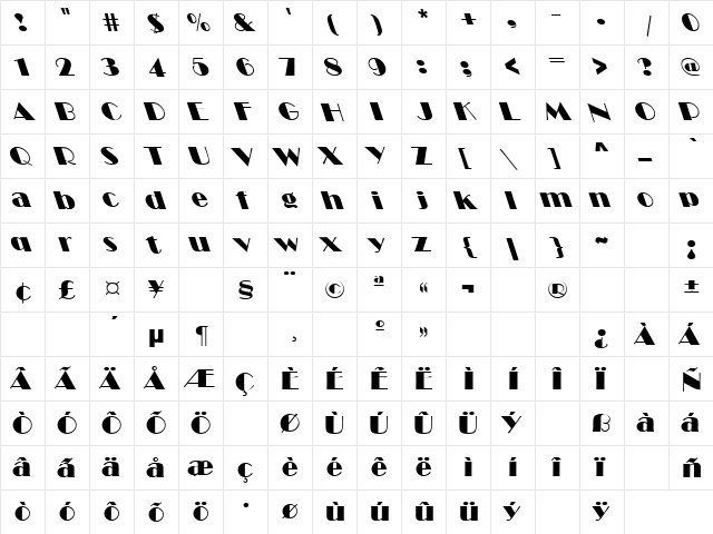 Little Wing 14 Regular  glyph index