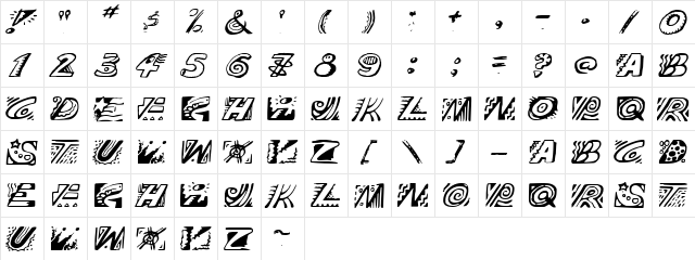 Doodle Regular  glyph index