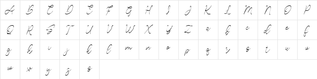 Lucylane Free Slant Regular  glyph index