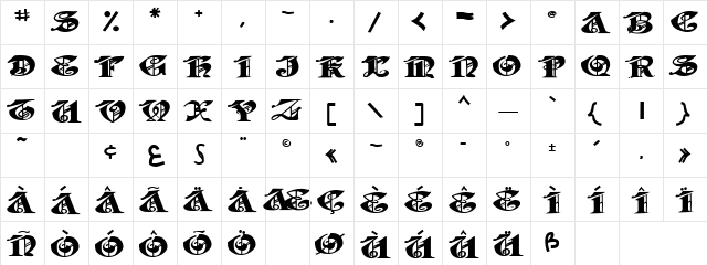 JabaCaps105 Bold  glyph index
