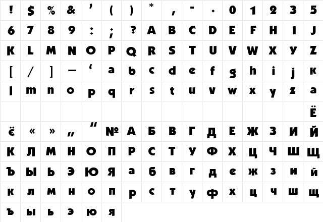 DG_Kabel Bold  glyph index