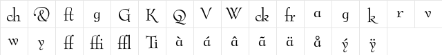 Bernhard Modern Alternate  glyph index