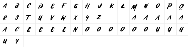 BRASHIO Regular  glyph index