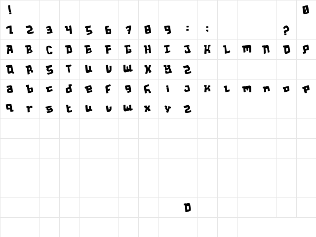 Wacky Spankers Original  glyph index
