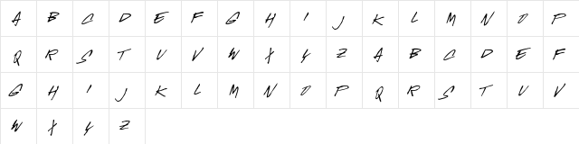 McGurrScript Regular  glyph index