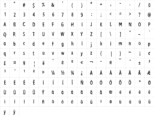 Bubu Ghost Regular  glyph index