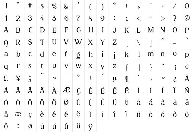 Doctor Regular  glyph index