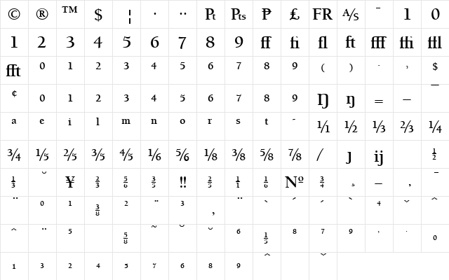 UniversityOldExp Bold  glyph index