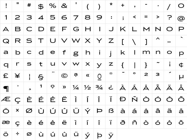 Luxury Gold  glyph index