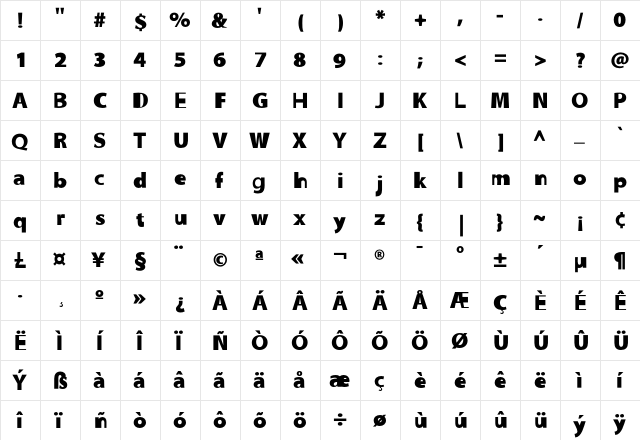 Cathodelic Regular  glyph index