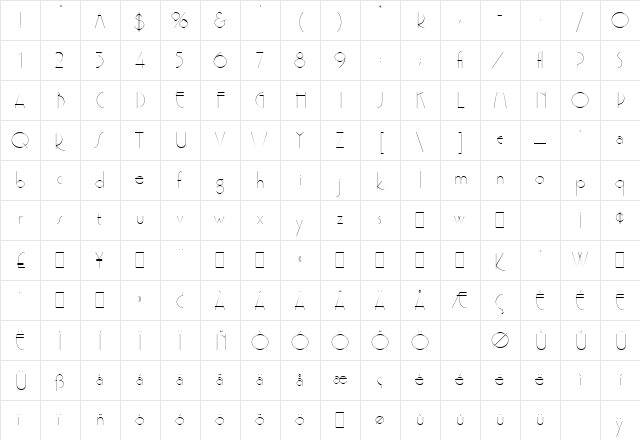 Premier Lightline LET Plain  glyph index