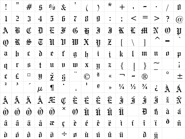 UKIJ Mejnun Regular  glyph index