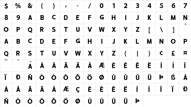 hustle 6 Regular  glyph index