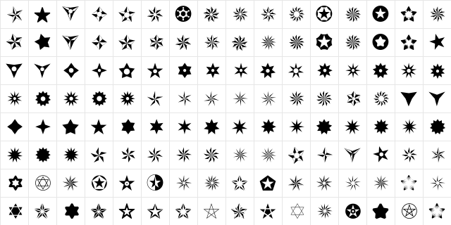 Altemus Stars  glyph index