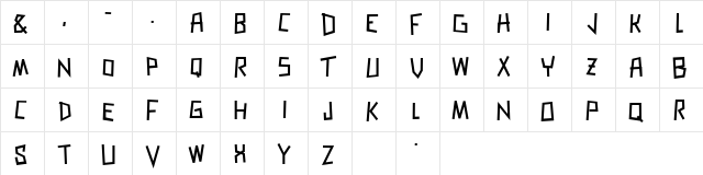 Zerengetti Bold  glyph index