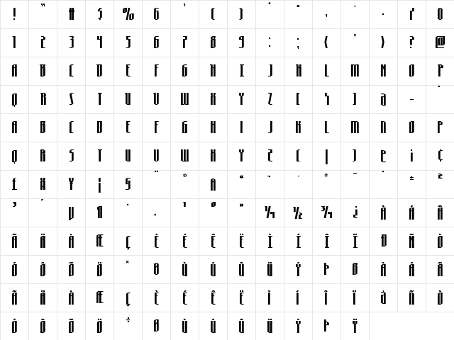 Hydronaut Regular  glyph index