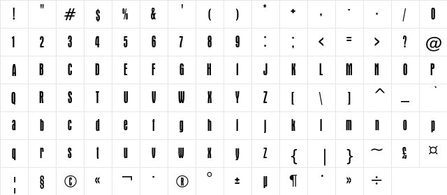 Apical-Roman Regular  glyph index
