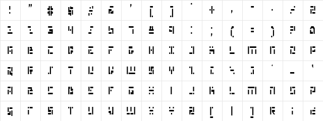 Missile Man Condensed Condensed  glyph index