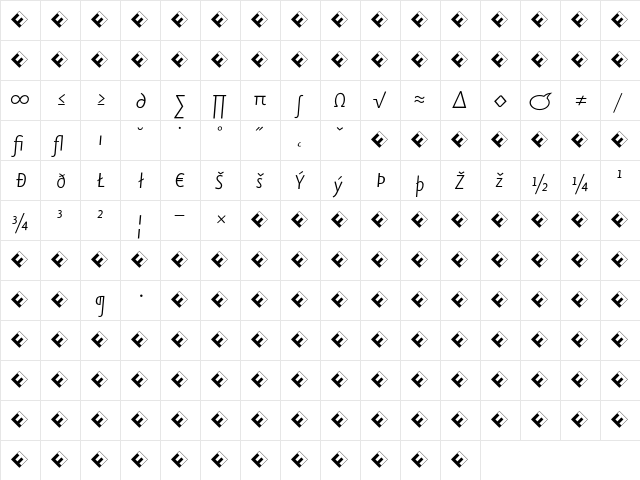 Eureka Sans Light Italic Exp  glyph index
