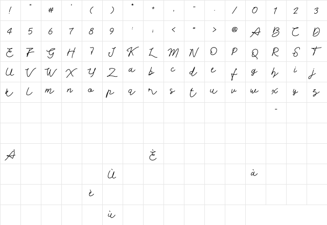 Flowee Regular  glyph index