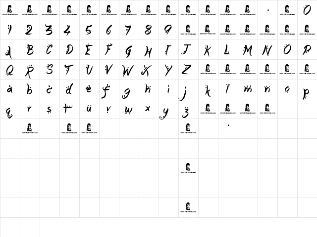 Arabic Magic Regular  glyph index