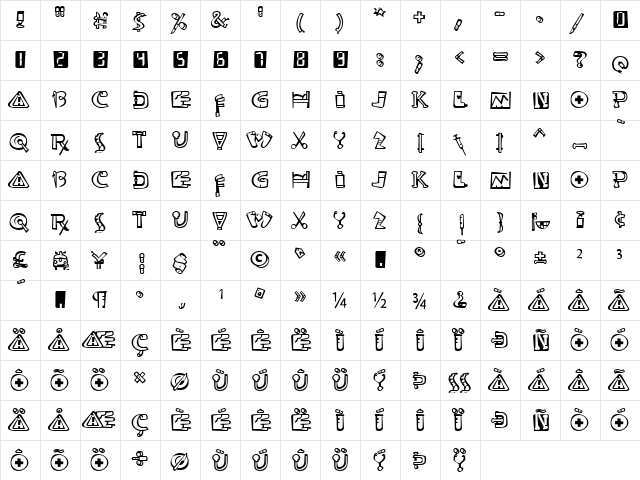 Medicals Regular  glyph index